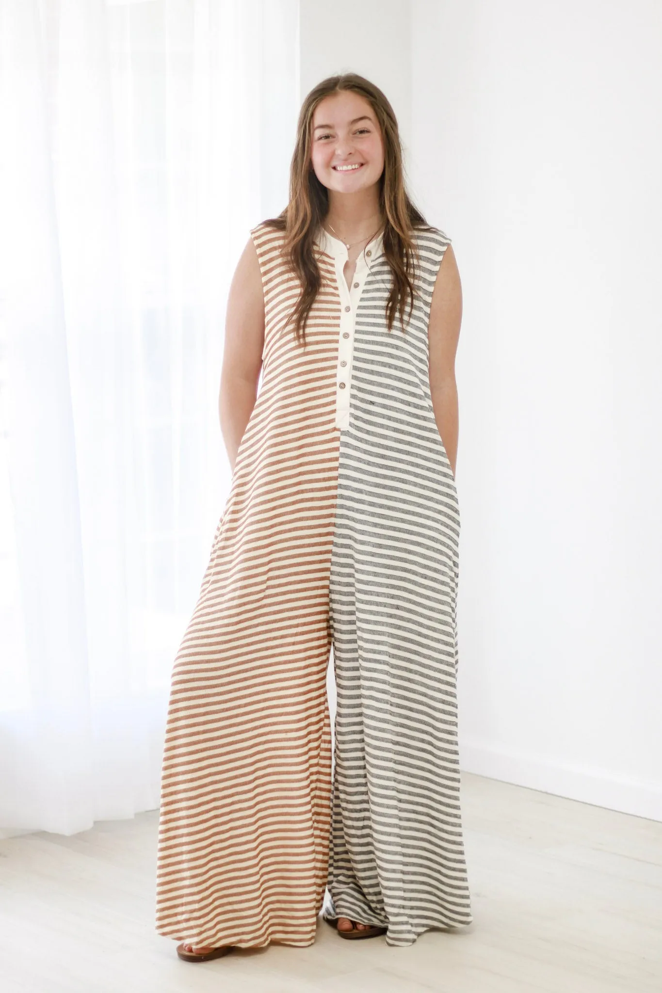 Wasted on You Striped Jumpsuit