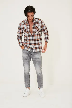 Western Plaid Shirt In Orange