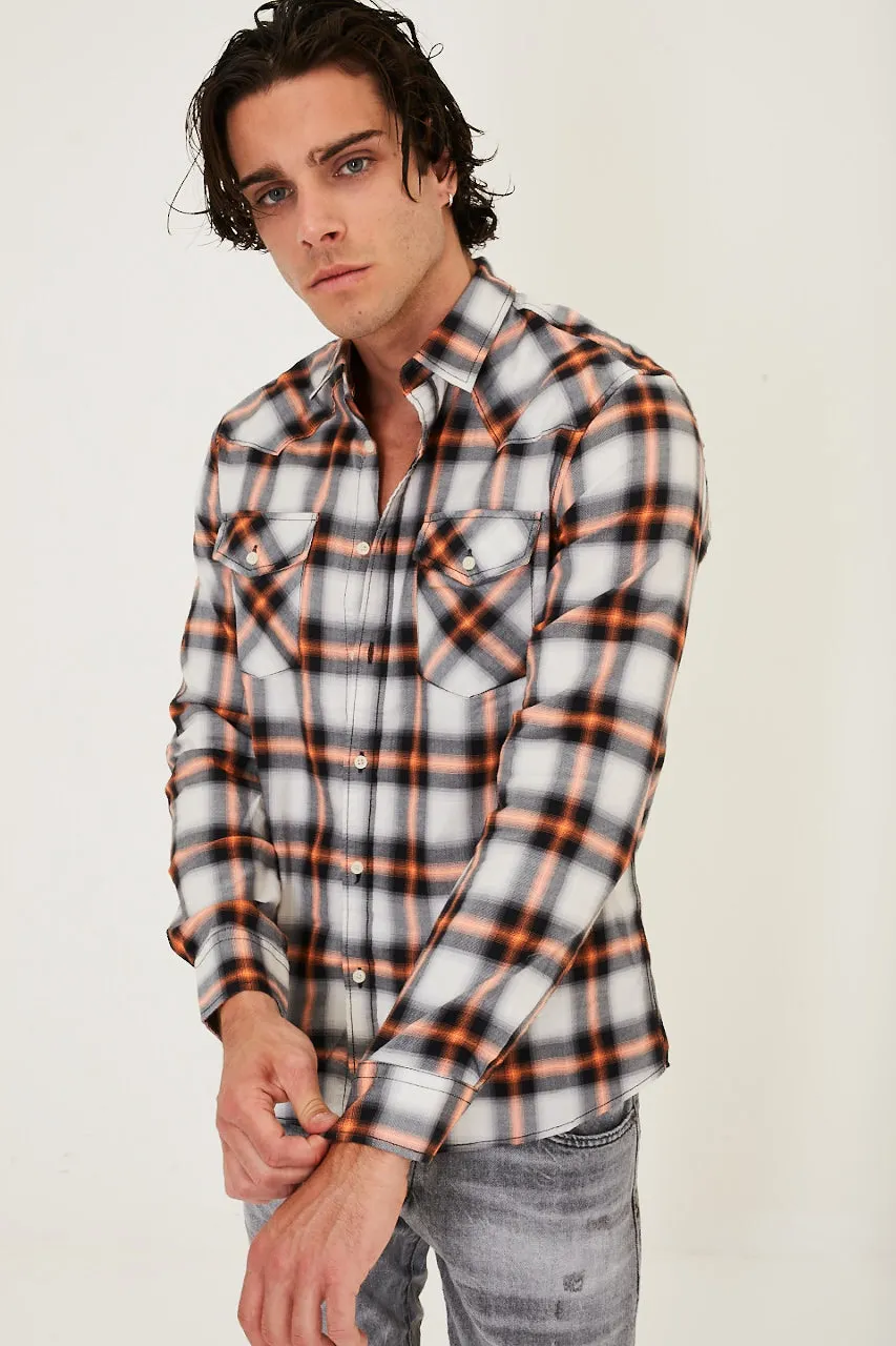 Western Plaid Shirt In Orange