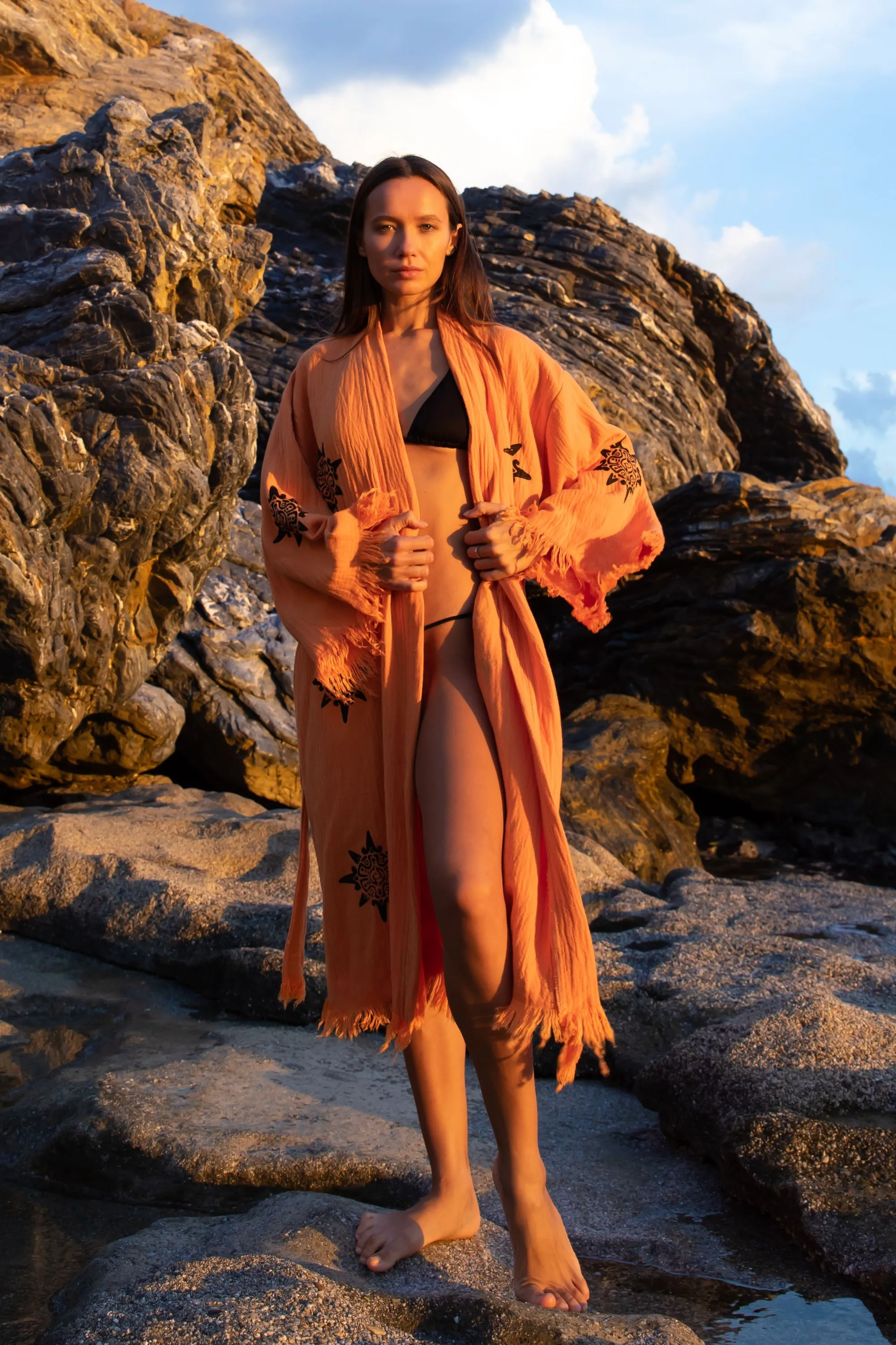 WHEEL OF LIFE Kimono in Orange