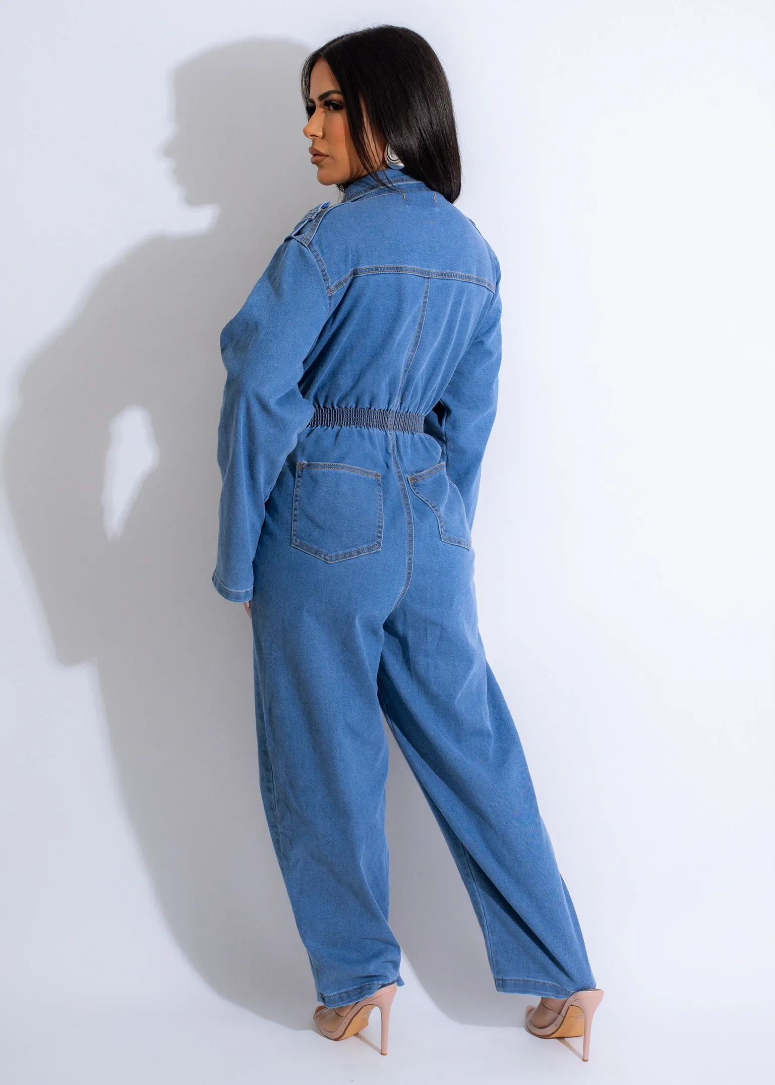 When You Believe Rhinestones Jumpsuit Denim