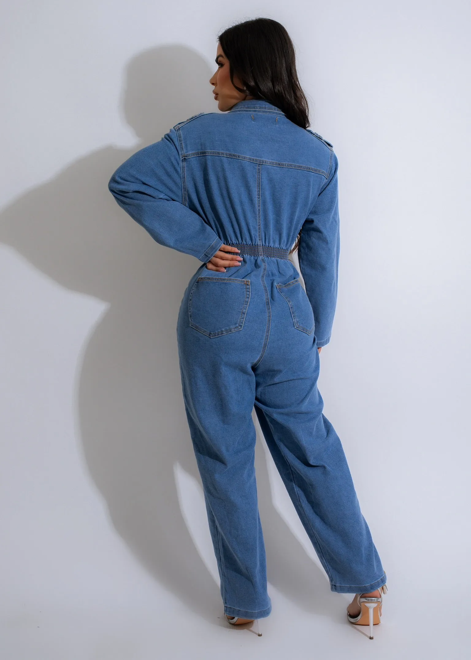 When You Believe Rhinestones Jumpsuit Denim