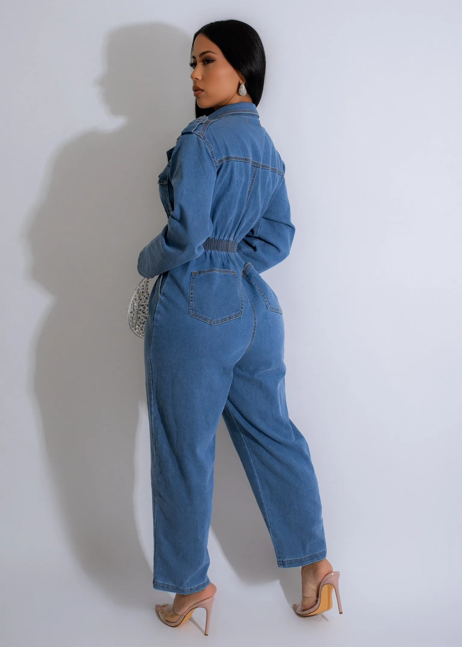 When You Believe Rhinestones Jumpsuit Denim