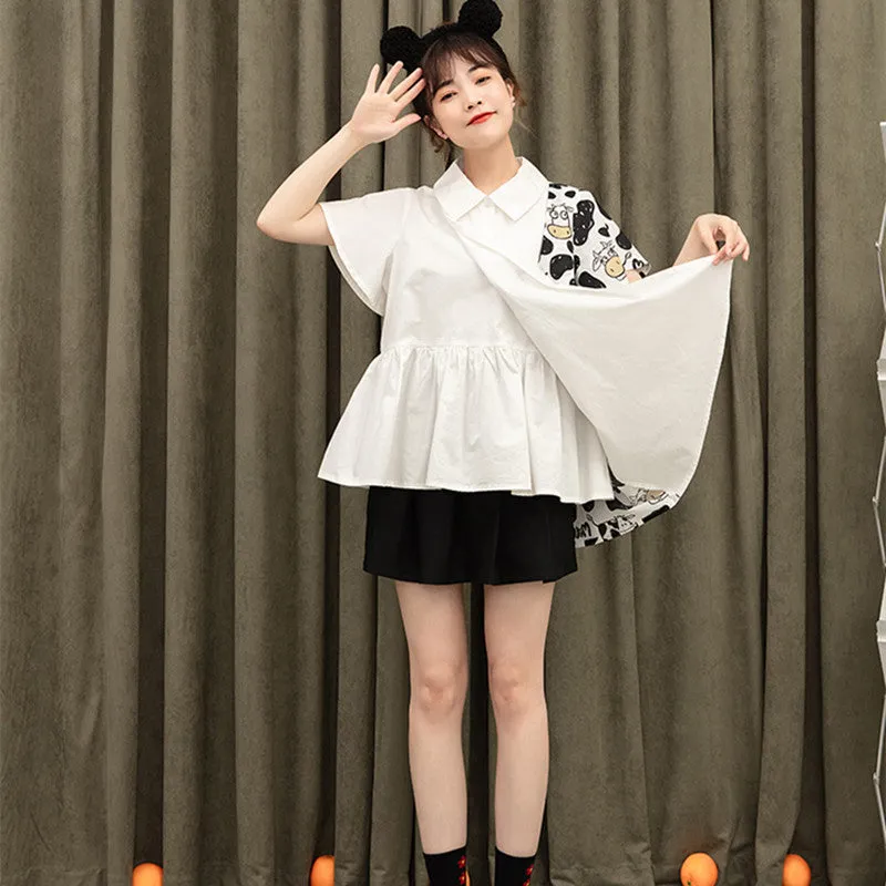 White Cow Irregular Shirt UB3219