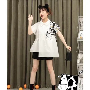 White Cow Irregular Shirt UB3219