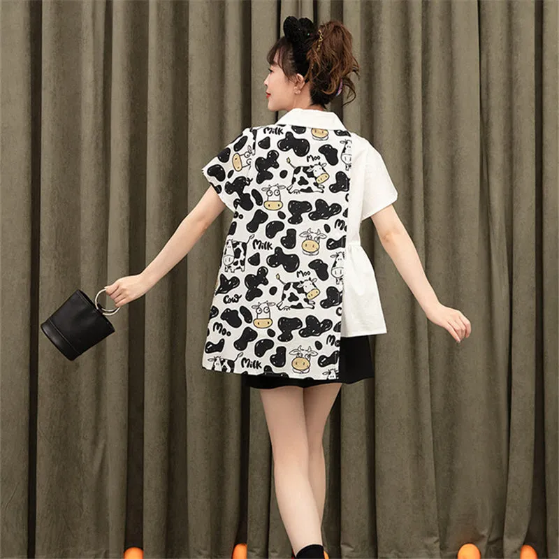 White Cow Irregular Shirt UB3219