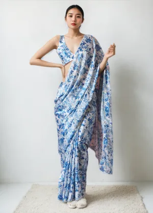 White Spun Silk Saree With Blouse Piece