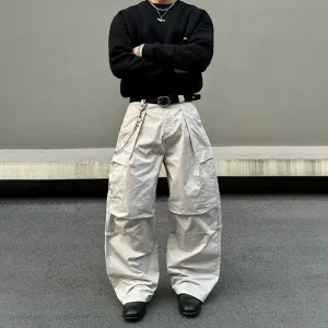 White Wide-Leg Cargo Pants