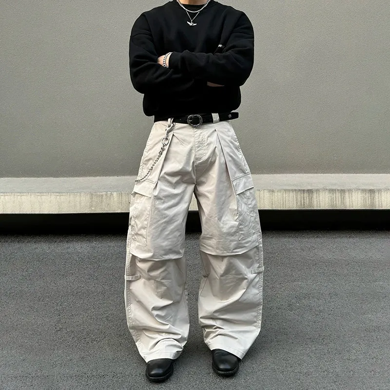 White Wide-Leg Cargo Pants