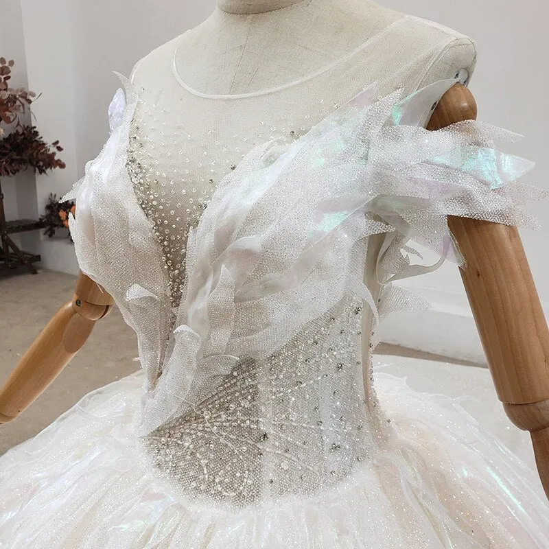 Whites Lace Tulle Plus Size Wedding Dress