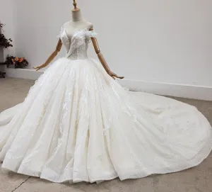 Whites Lace Tulle Plus Size Wedding Dress
