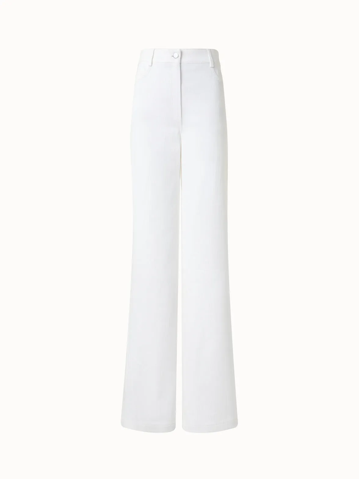 Wide Cotton Denim Stretch Pants