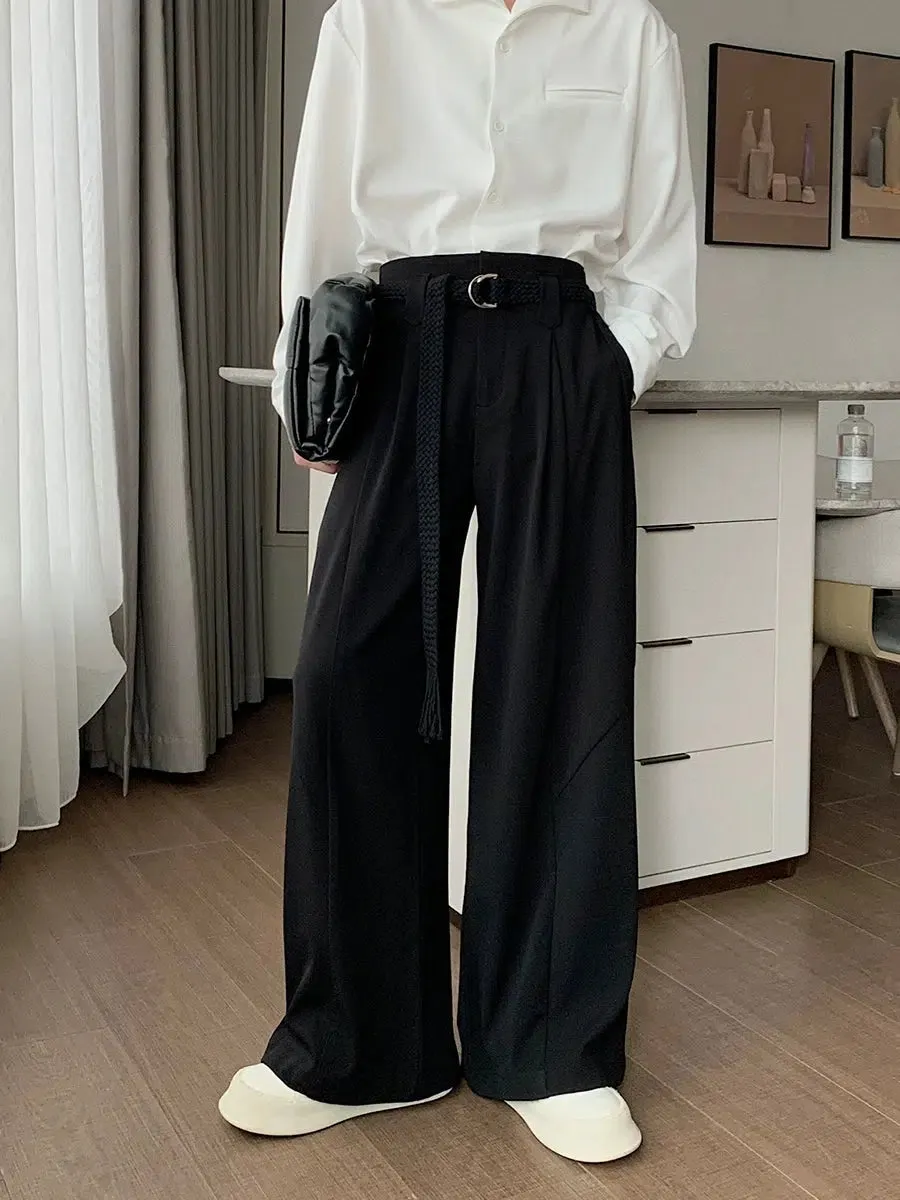 Wide-Leg Casual Pants with Belt