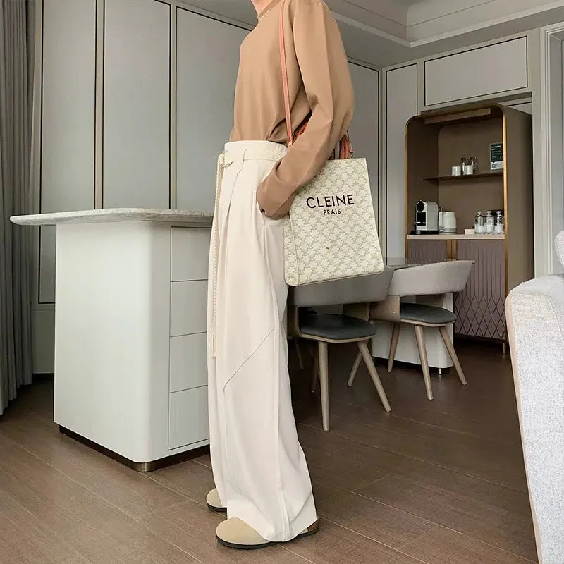 Wide-Leg Casual Pants with Belt
