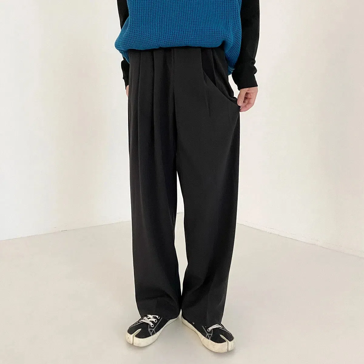 Wide-Leg Drape Suit Pants