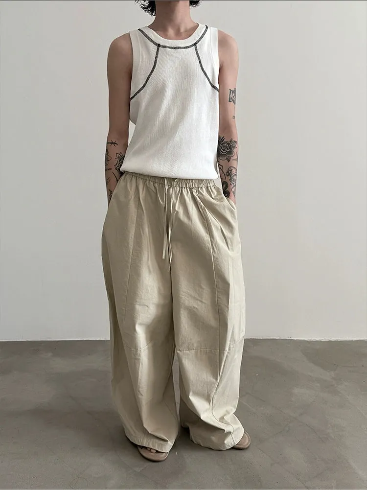 Wide-Leg Drawstring Pants
