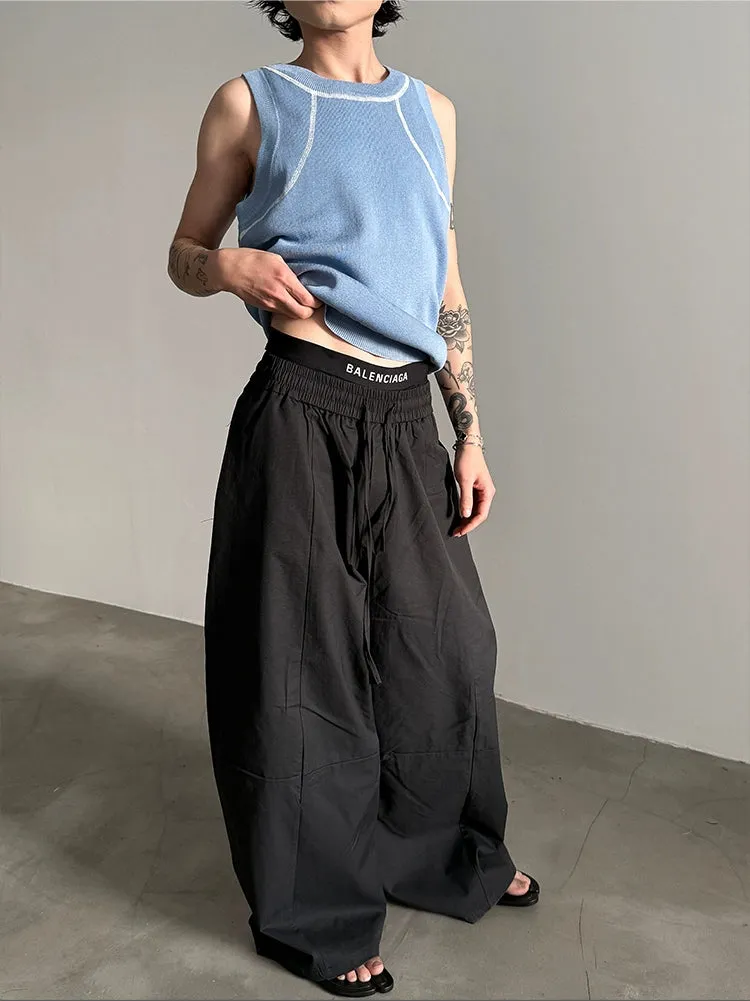 Wide-Leg Drawstring Pants