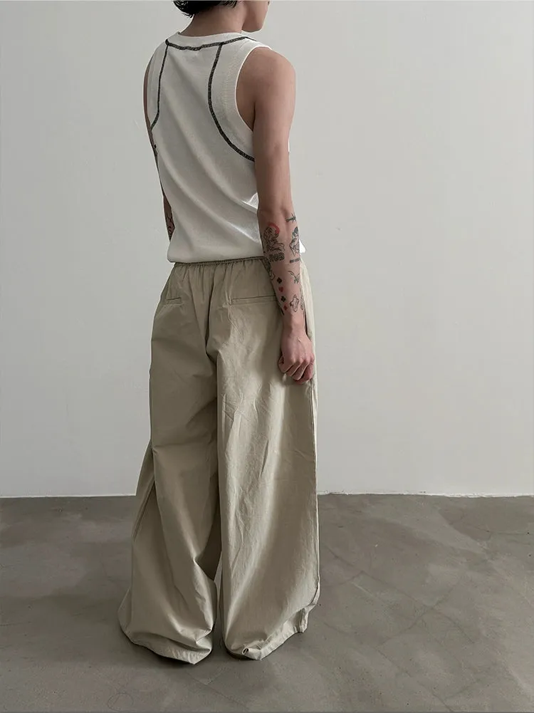 Wide-Leg Drawstring Pants