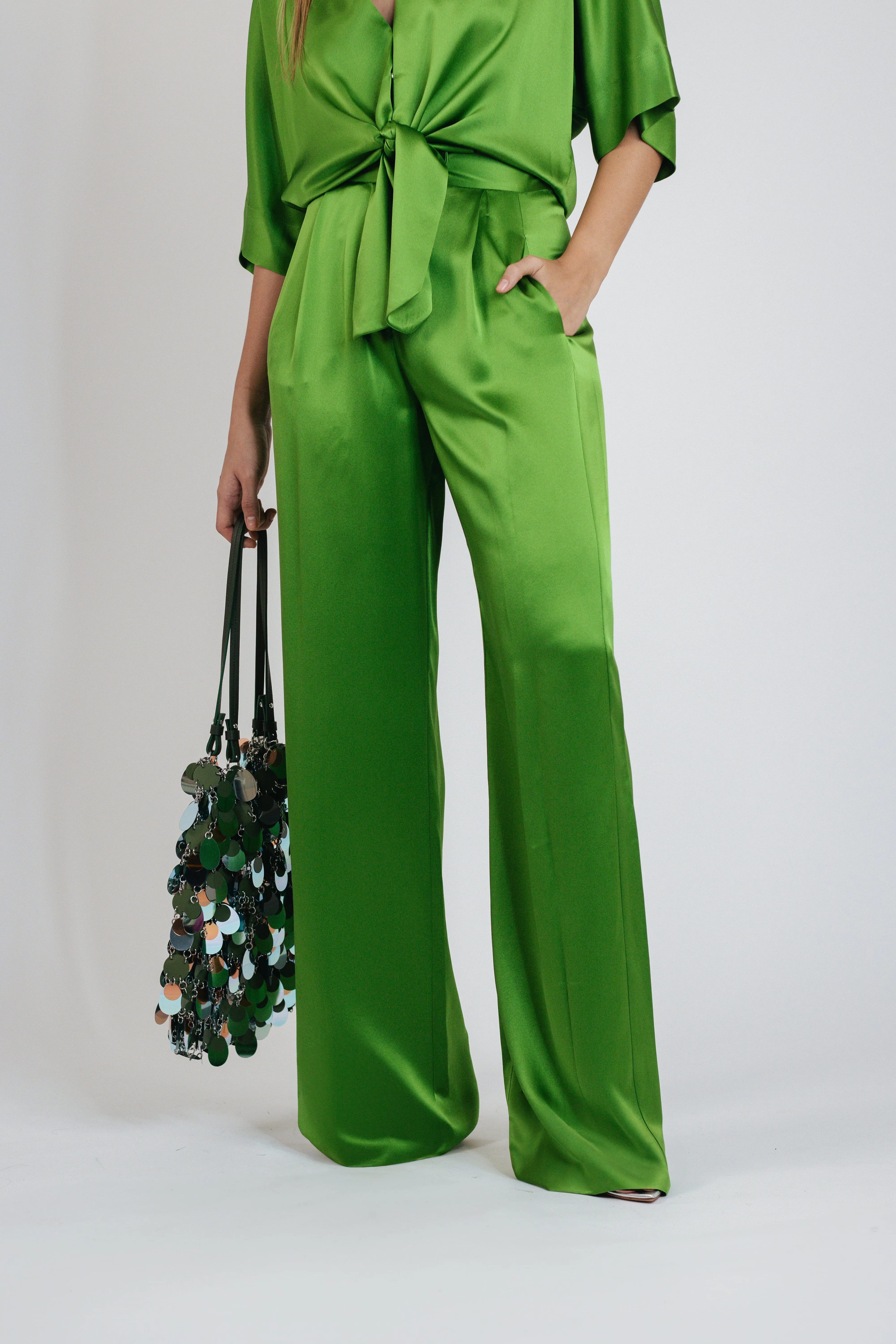 Wide Leg Trouser in Leaf