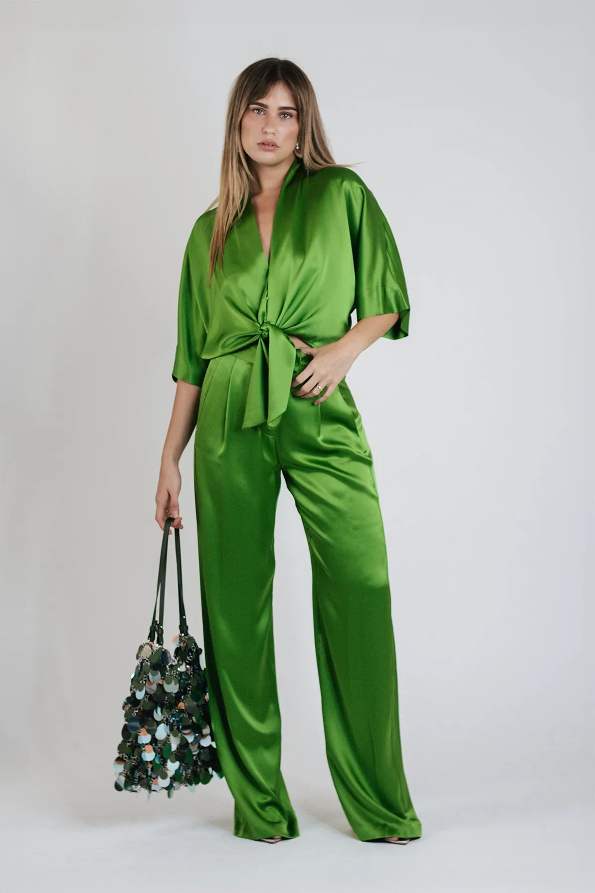 Wide Leg Trouser in Leaf