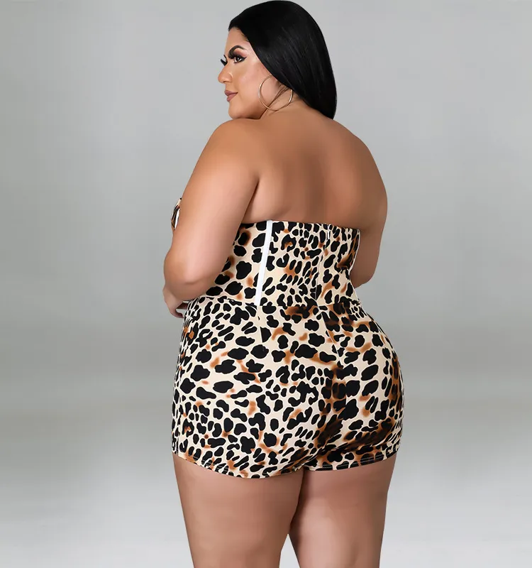 Wild Curves Strapless Bustier Animal Print Romper