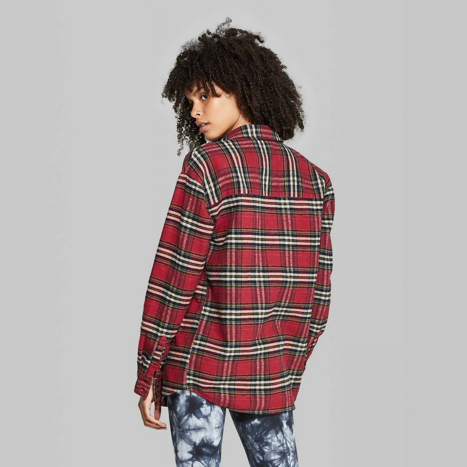 Wild Fable Women's Plaid Long Sleeve Button Down Heavyweight Flannel Shirt