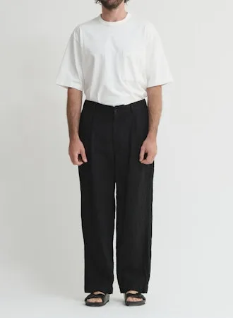 WO/LI Tumbler Single Pleated Wide Pants | Navy