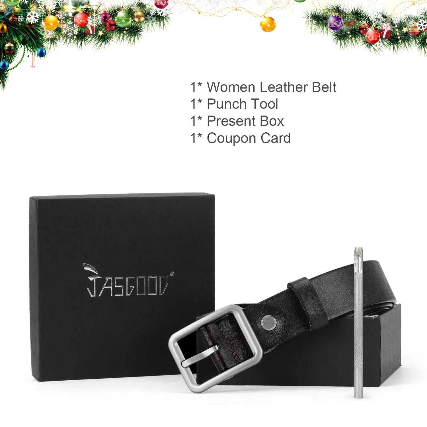 Women Leather Belt for Jeans Pants Plus Size Casual Ladies Belt with Alloy Square Buckle By JASGOOD