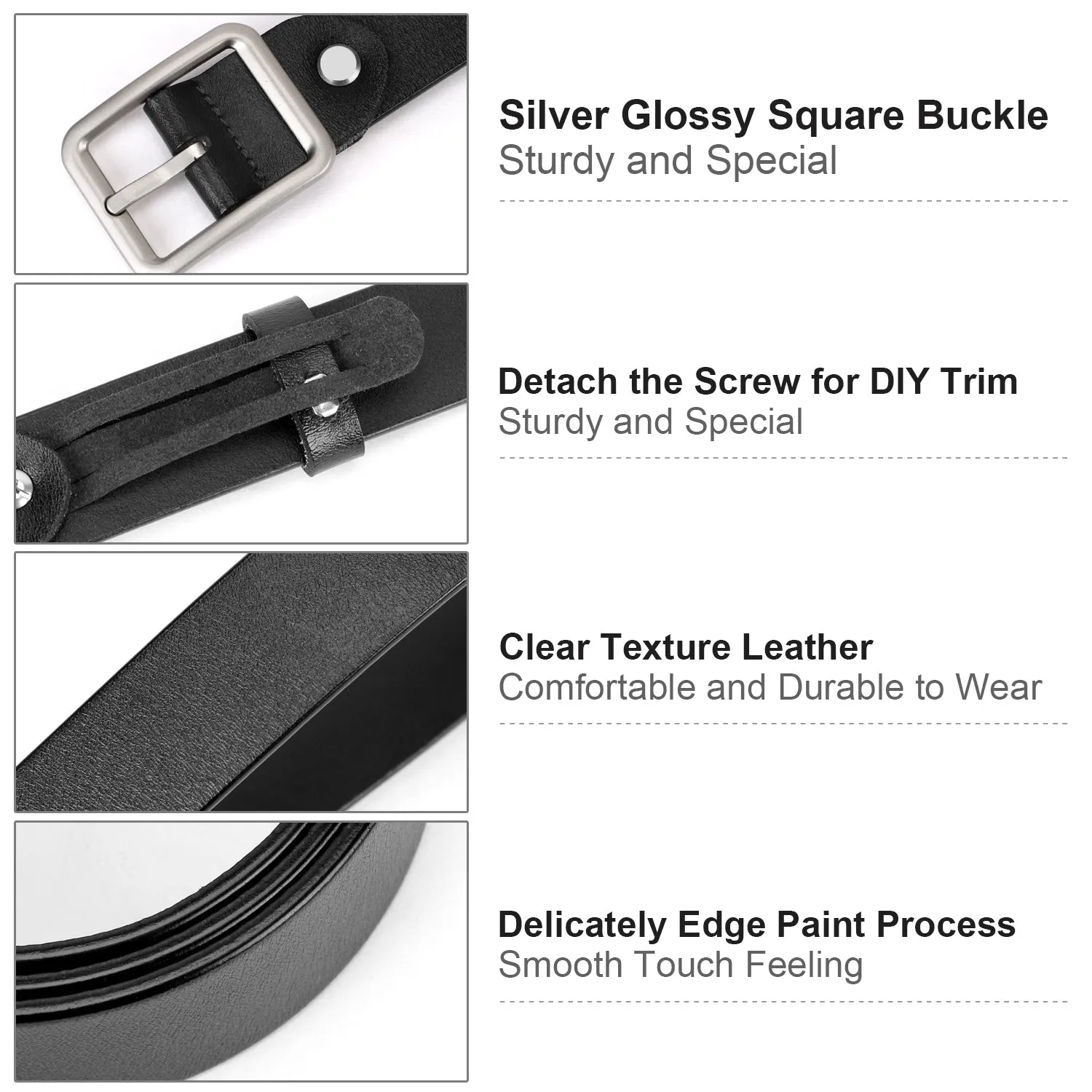 Women Leather Belt for Jeans Pants Plus Size Casual Ladies Belt with Alloy Square Buckle By JASGOOD