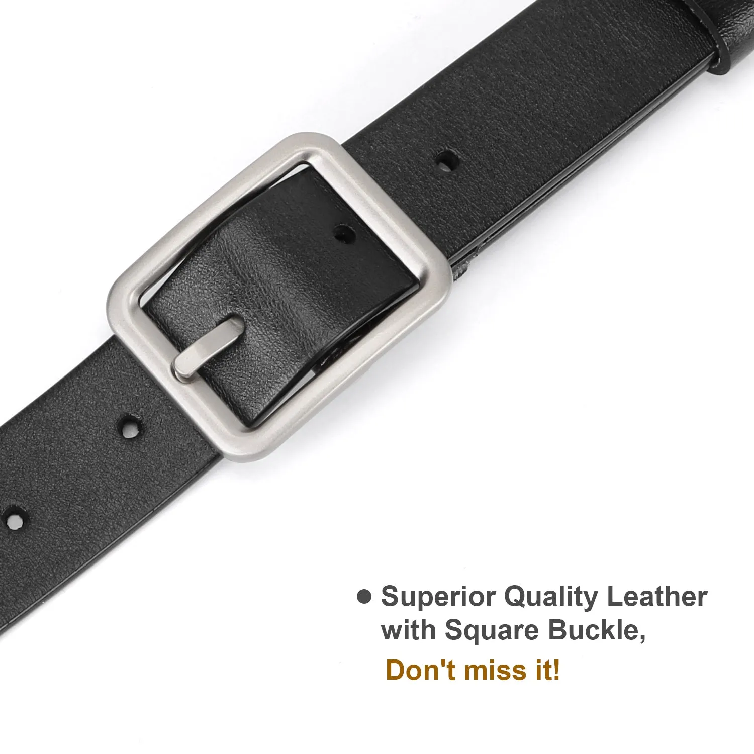 Women Leather Belt for Jeans Pants Plus Size Casual Ladies Belt with Alloy Square Buckle By JASGOOD