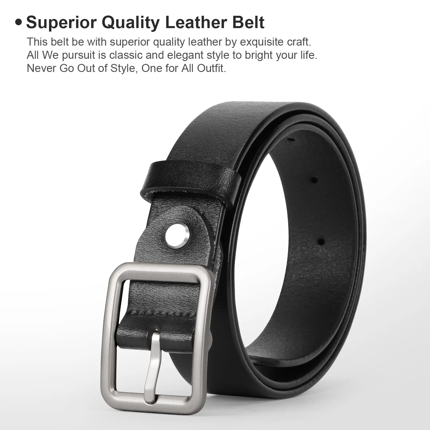 Women Leather Belt for Jeans Pants Plus Size Casual Ladies Belt with Alloy Square Buckle By JASGOOD