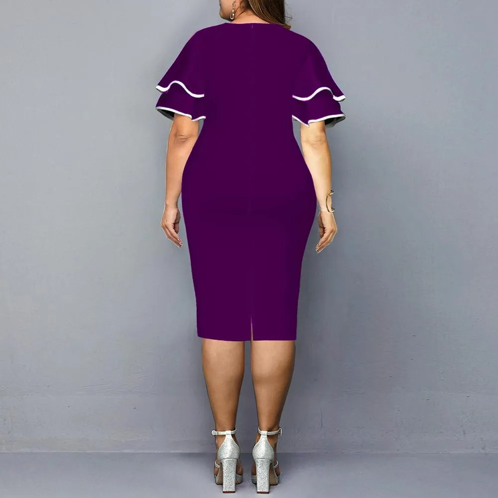 Women Plus Sizes Print Fall Dresses