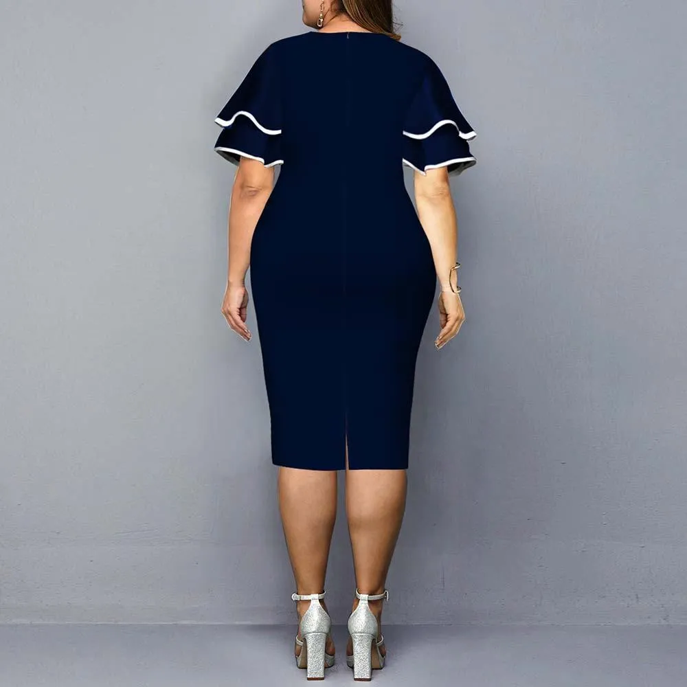 Women Plus Sizes Print Fall Dresses
