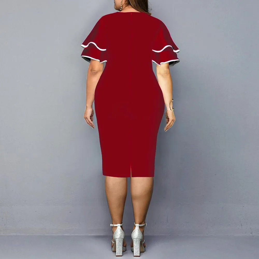 Women Plus Sizes Print Fall Dresses