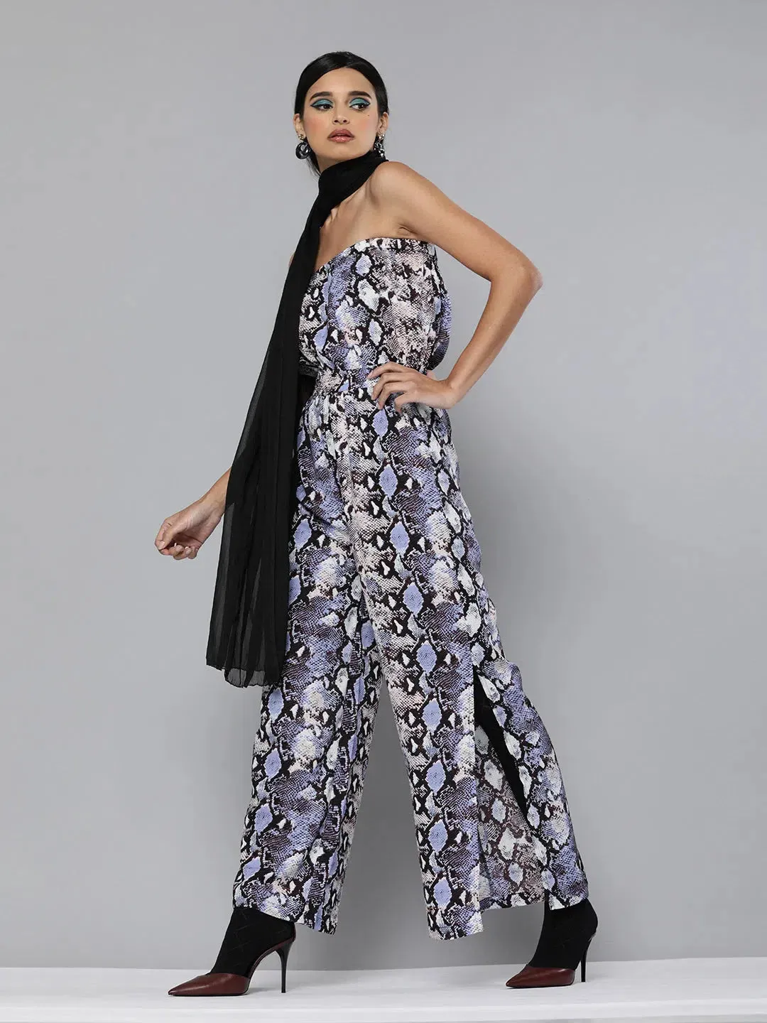 Women Printed Blue Jumpsuits & Sets