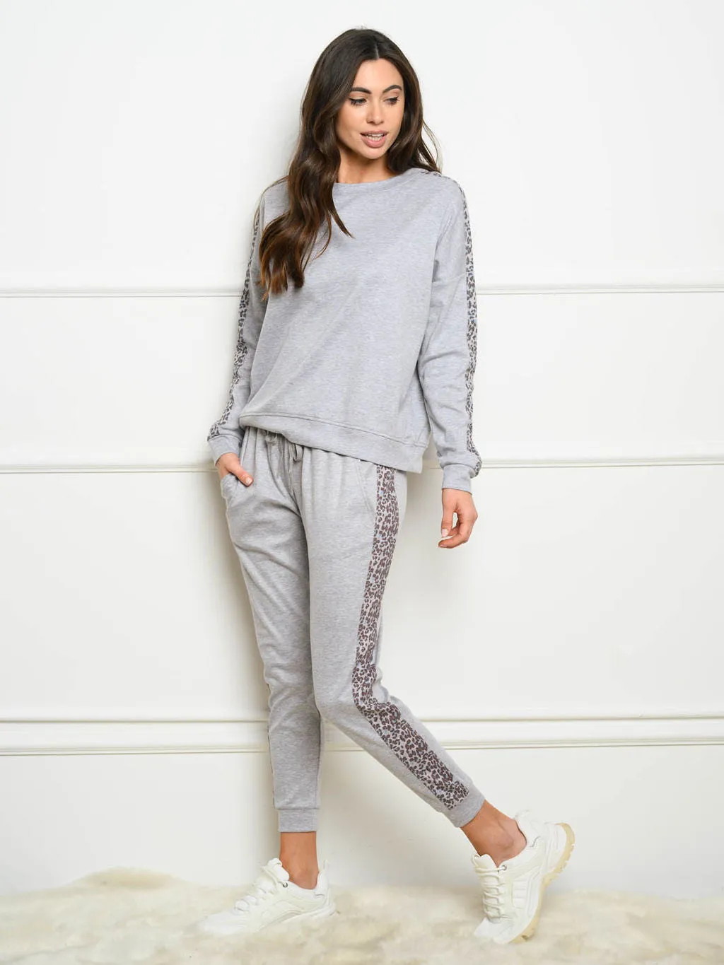 WOMEN'S ANIMAL PRINTED PANEL 2PC. JOGGER SET
