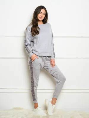 WOMEN'S ANIMAL PRINTED PANEL 2PC. JOGGER SET
