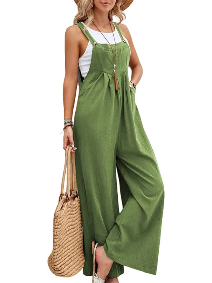 Women's Cute Square Neck Spaghetti Strap Sleeveless Holiday Romper Jumpsuit