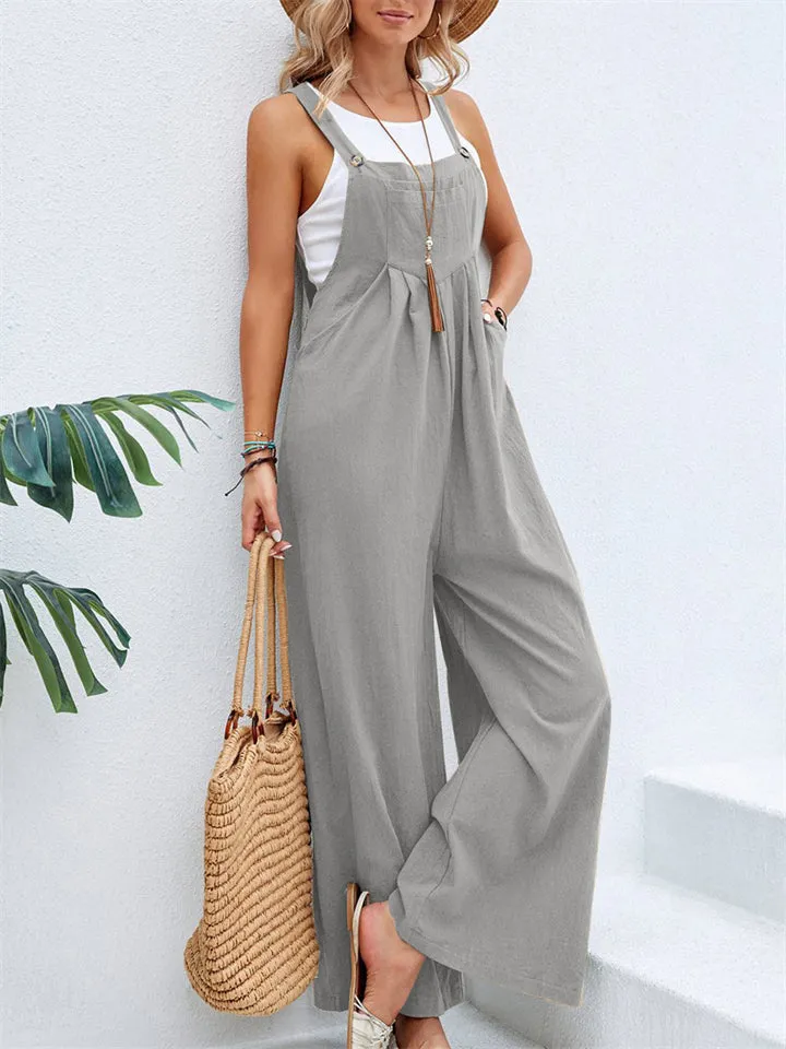 Women's Cute Square Neck Spaghetti Strap Sleeveless Holiday Romper Jumpsuit