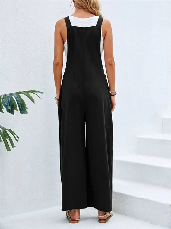 Women's Cute Square Neck Spaghetti Strap Sleeveless Holiday Romper Jumpsuit
