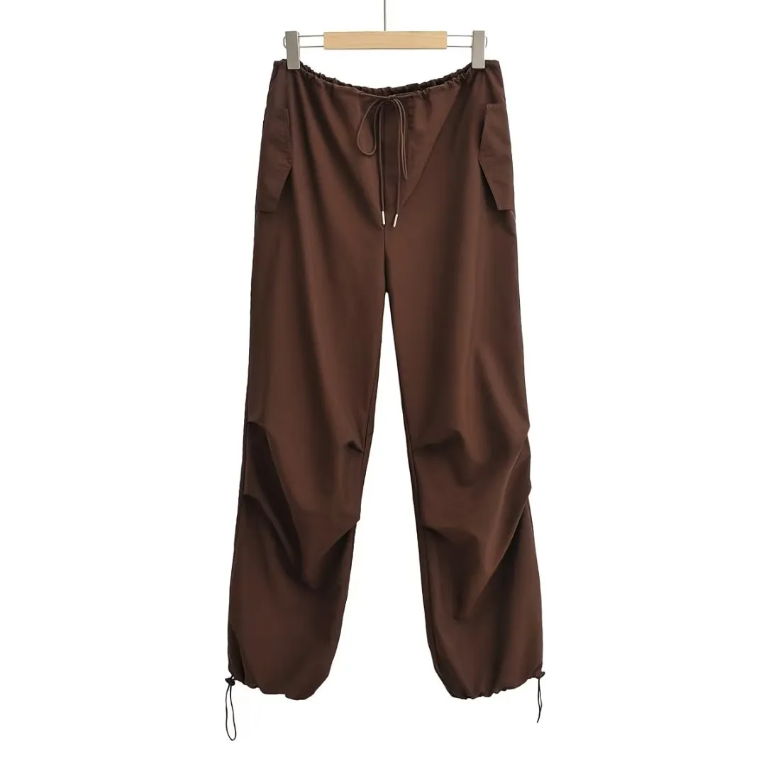 Women's Drawstring Cargo Pants Wide Leg Pants