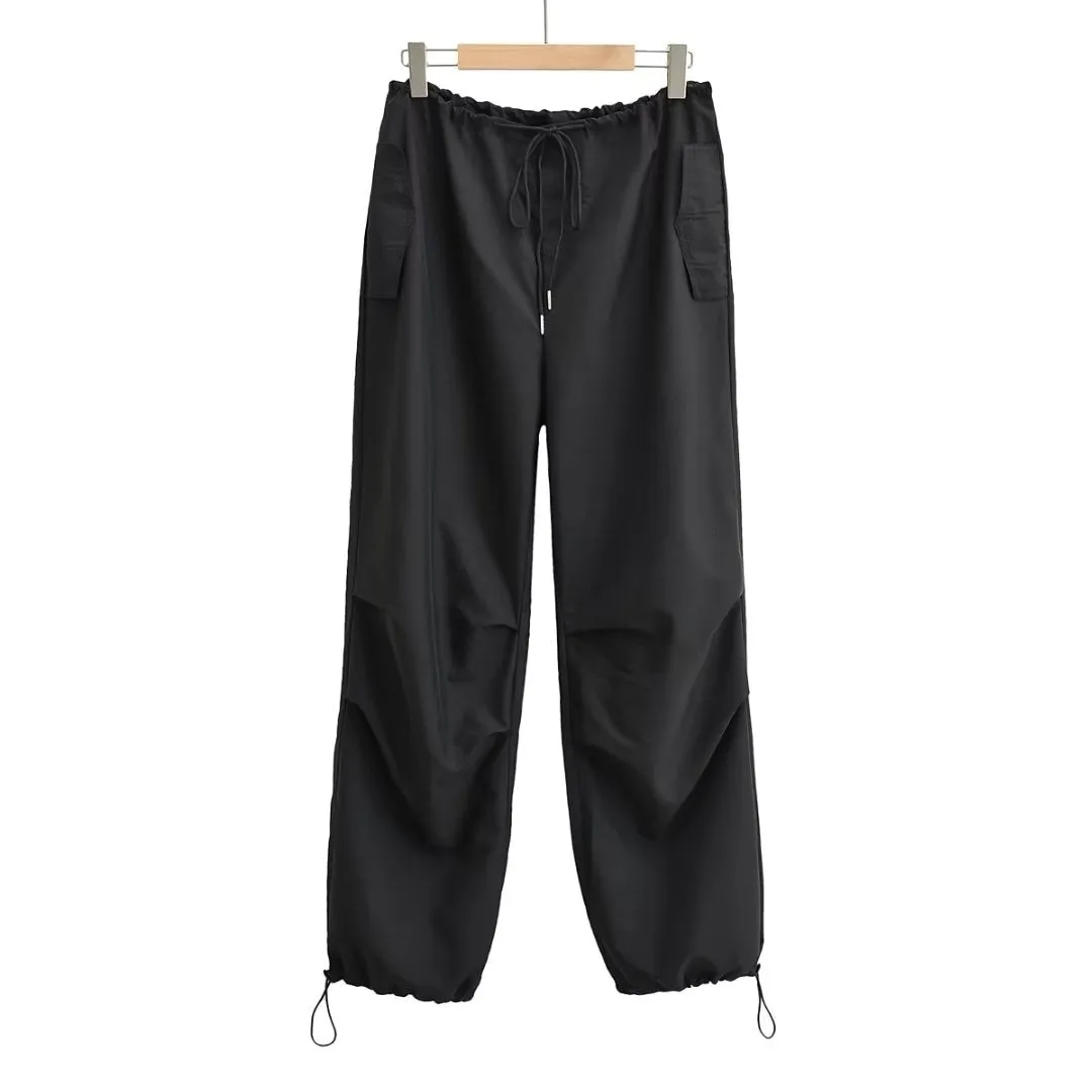 Women's Drawstring Cargo Pants Wide Leg Pants
