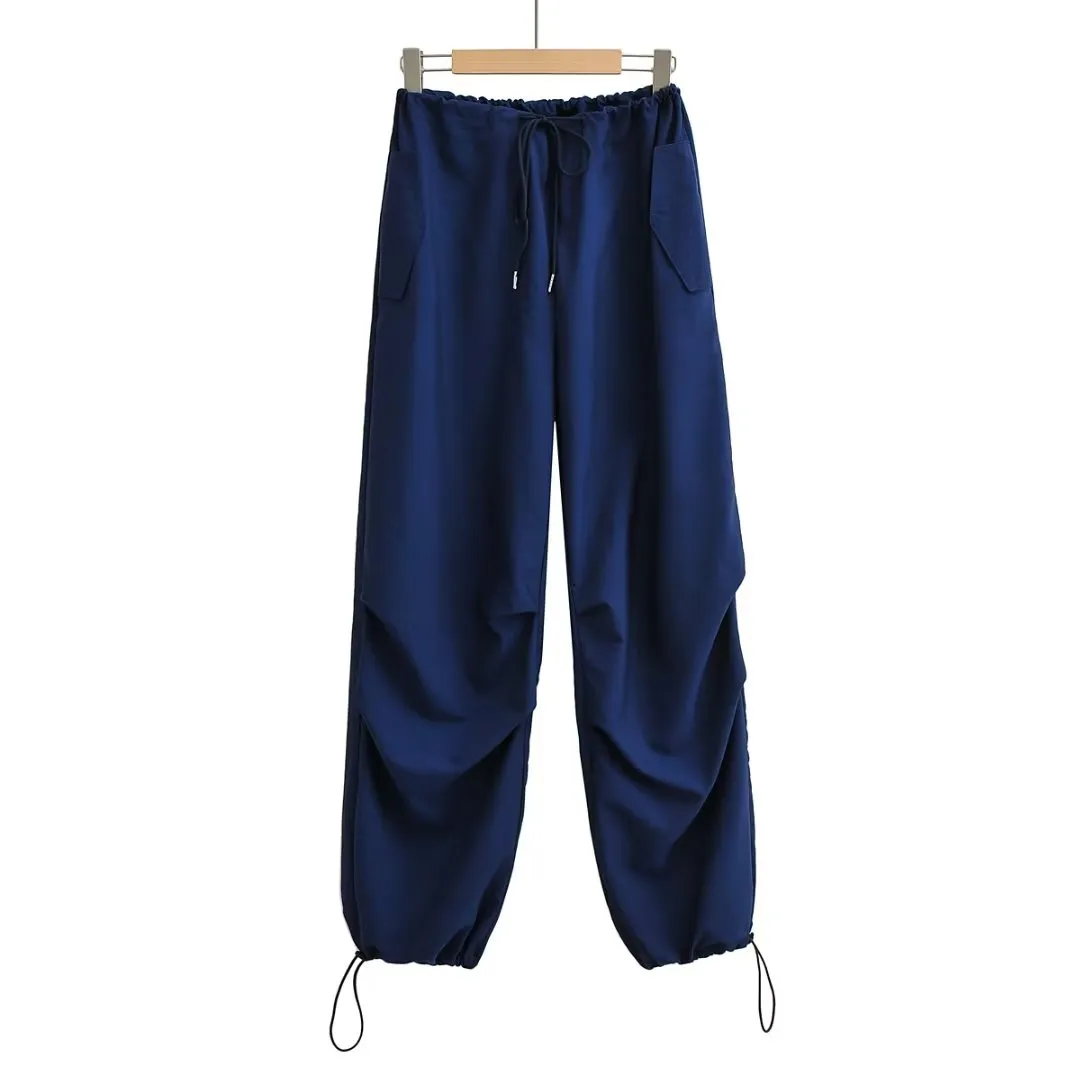 Women's Drawstring Cargo Pants Wide Leg Pants