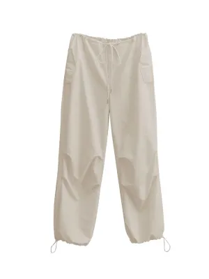 Women's Drawstring Cargo Pants Wide Leg Pants