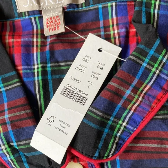 Women’s J.Crew Pajamas Stewart Tartan Cottonn Poplin New Large NWT Plaid