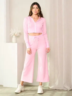 WOMEN'S LONG SLEEVE HOODED JACKET & WIDE LEG PANTS SET