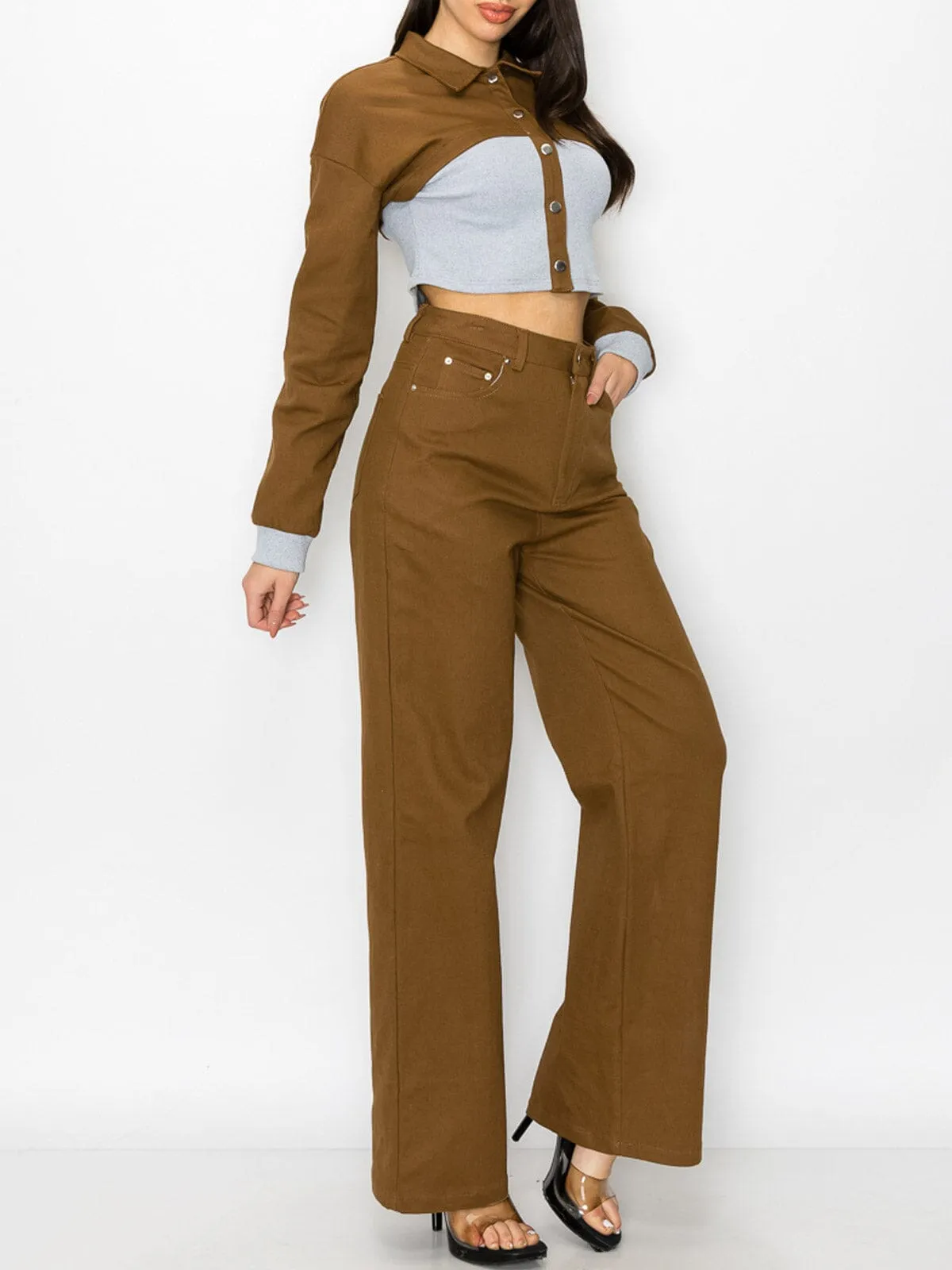 WOMEN'S LONG SLEEVE JACKET & PANTS COLORBLOCK 2PC SET