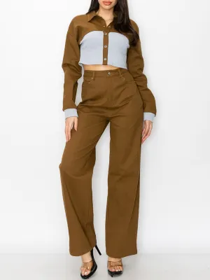 WOMEN'S LONG SLEEVE JACKET & PANTS COLORBLOCK 2PC SET