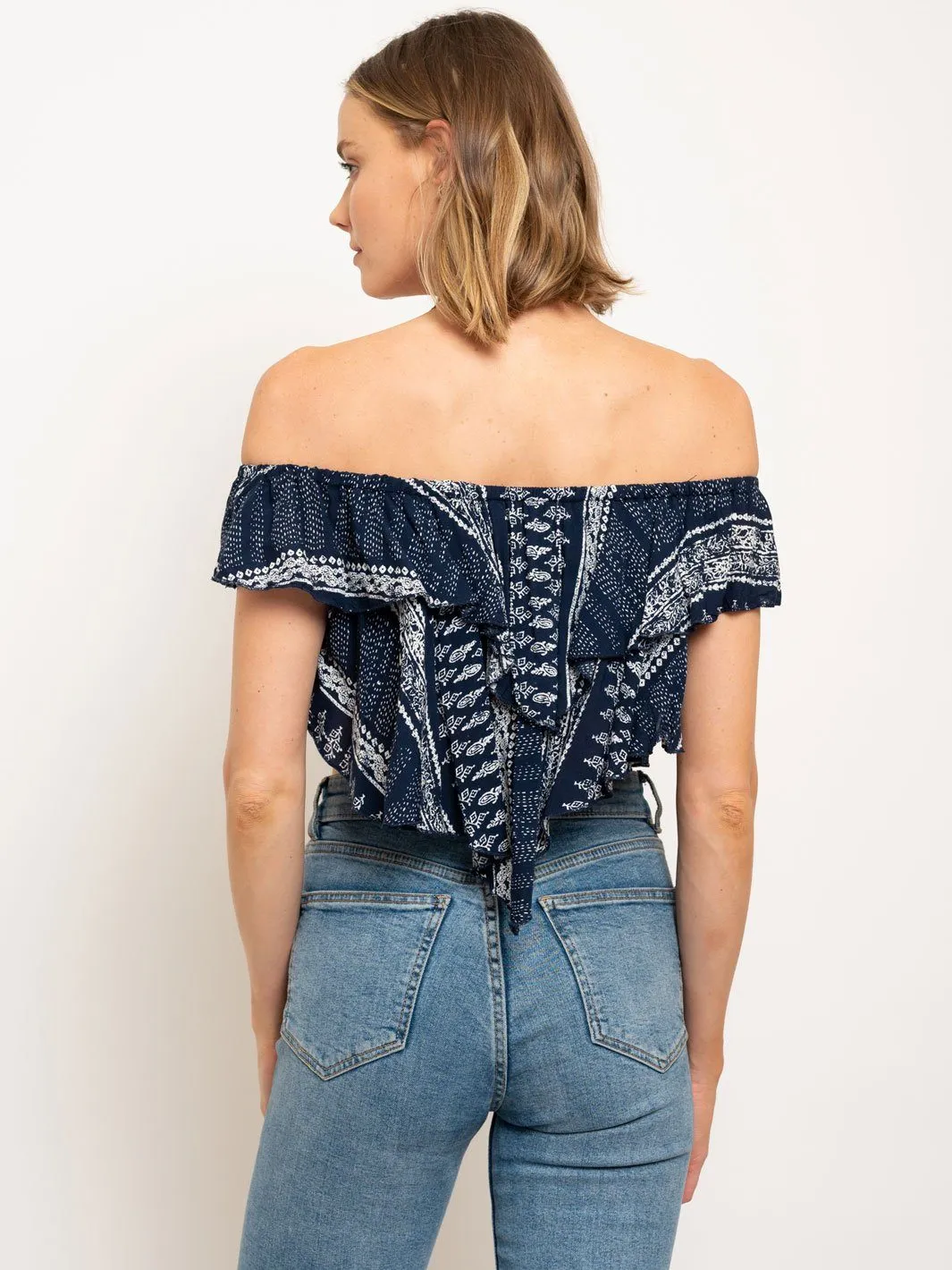 WOMEN'S OFF SHOULDER BANDANA CROP TOP