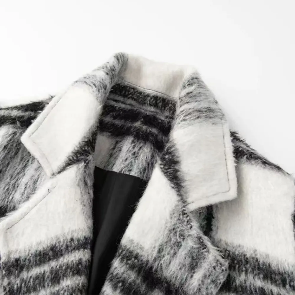 Women's Plaid Lapel Wool Jacket